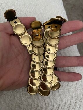 Vintage Gold metal Disc elastic Belt- Women's Accessories